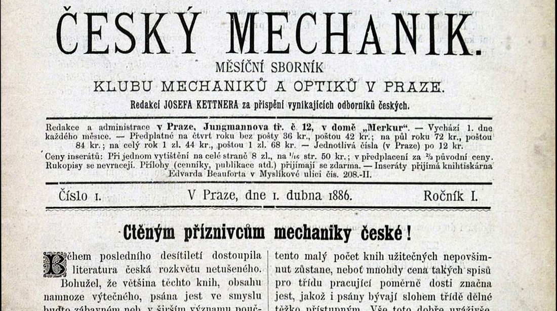 Český mechanik: měsíční sborník klubu mechaniků a optiků v Praze